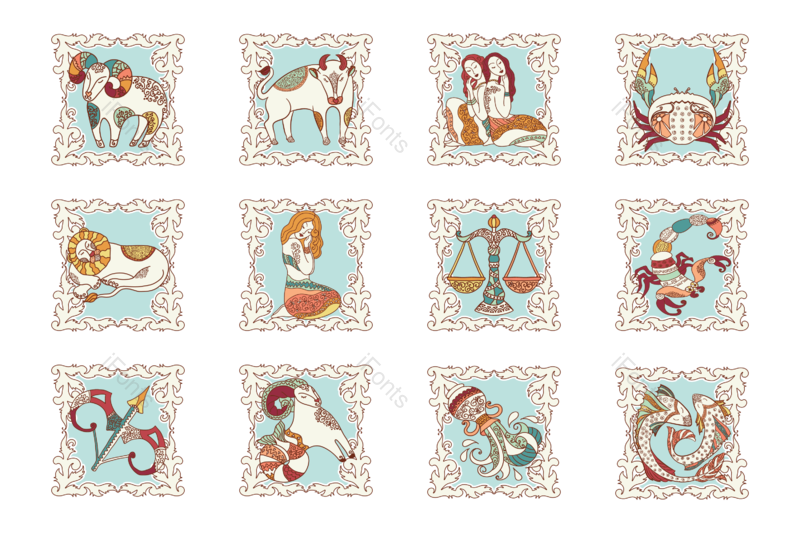 插图图片,图标元素,十二星座PNG,装饰画免抠素材